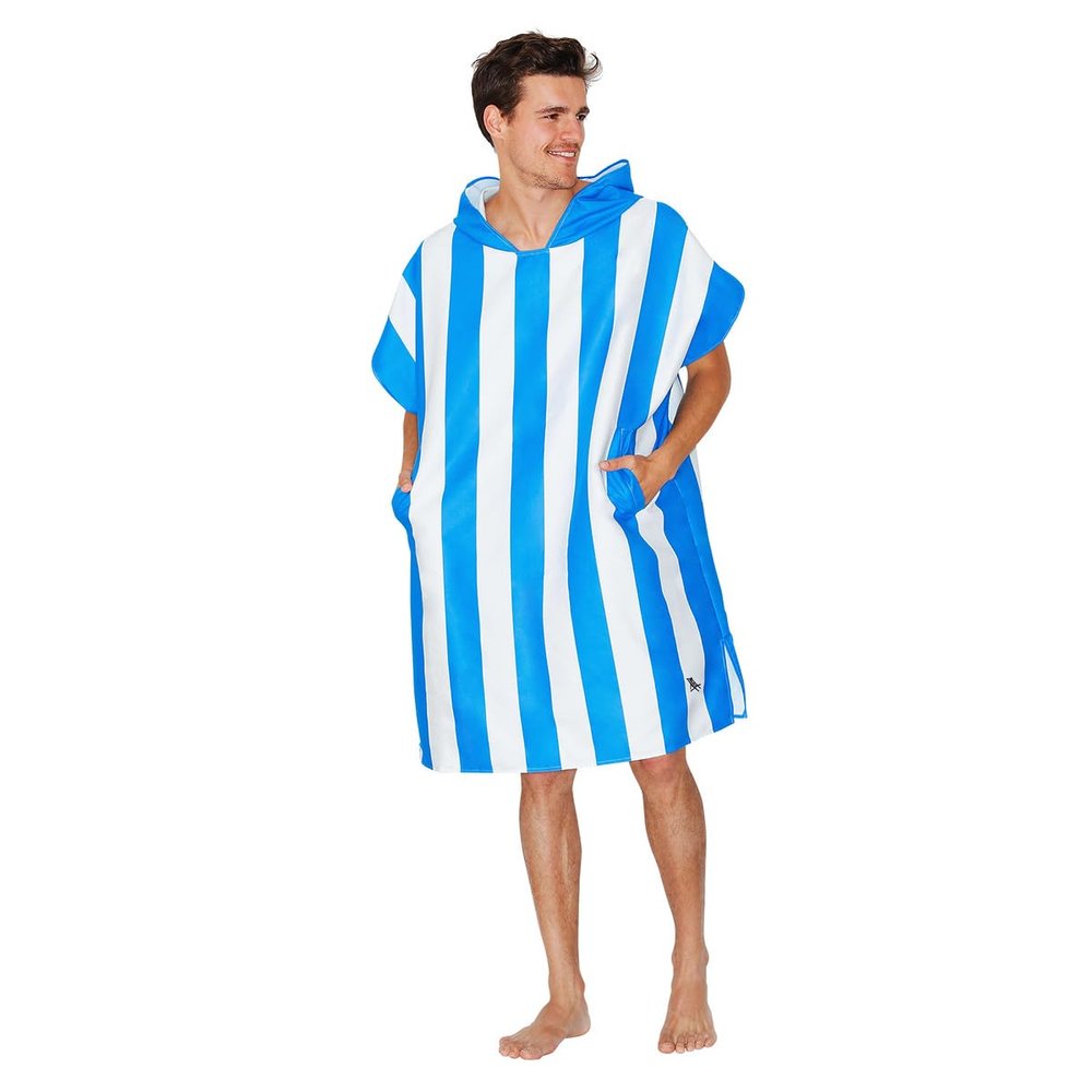 Dock & Bay Adult Beach Poncho - Hooded Towel with Deep Pockets - for Beach & Pool - Super Absorbent, Quick Dry - Cabana - Bondi Blue, Medium (90x70cm, 35x28)