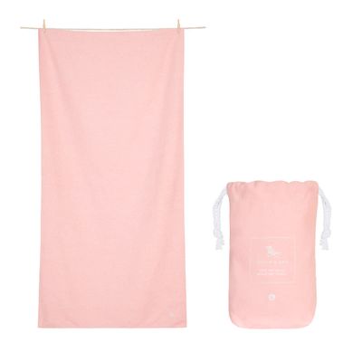 Dock & Bay Beach Towel - Quick Dry, Sand Free - Compact, Lightweight - 100% Recycled - Includes Bag - Essential - Pink, Large (160x90cm, 63x35)