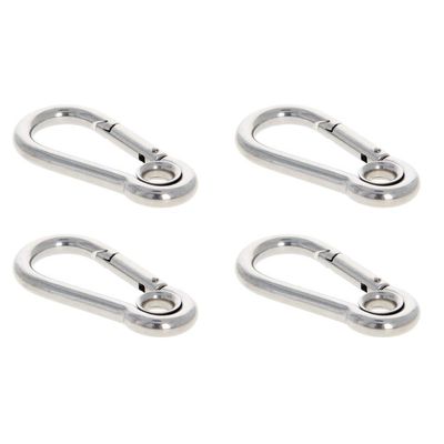 MroMax Carabiner Snap Hook, 2.76"/70mm 304 Stainless Steel Carabiner Spring Snap Link Hook Clip Keychain 4Pcs