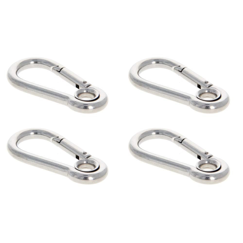 MroMax Carabiner Snap Hook, 2.76"/70mm 304 Stainless Steel Carabiner Spring Snap Link Hook Clip Keychain 4Pcs