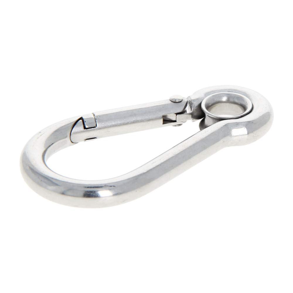 MroMax Carabiner Snap Hook, 2.37"/60.2mm 304 Stainless Steel Carabiner Spring Snap Link Hook Clip Keychain 10Pcs
