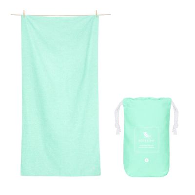 Dock & Bay Beach Towel - Quick Dry, Sand Free - Compact, Lightweight - 100% Recycled - Includes Bag - Essential - Rainforest Green, Large (160x90cm, 63x35)
