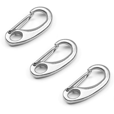 MroMax Carabiner Snap Hook, 304 Stainless Steel Spring Gate Snap Hook Clip 70mm/2.76" Length Marine Grade Lobster Claw, 3pcs