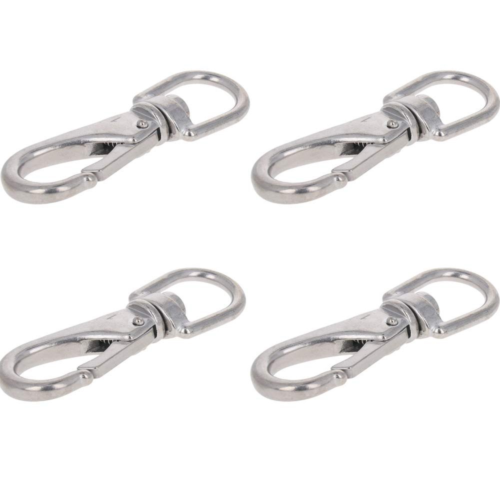 MroMax Eye Hook,304 Stainless Steel 1# Carabiner Lock Boat Clip Hook 3.27" Length, 2pcs