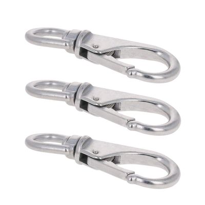 MroMax Eye Hook, 304 Stainless Steel 2# Carabiner Lock Boat Clip Hook 3.90" Length, 2pcs