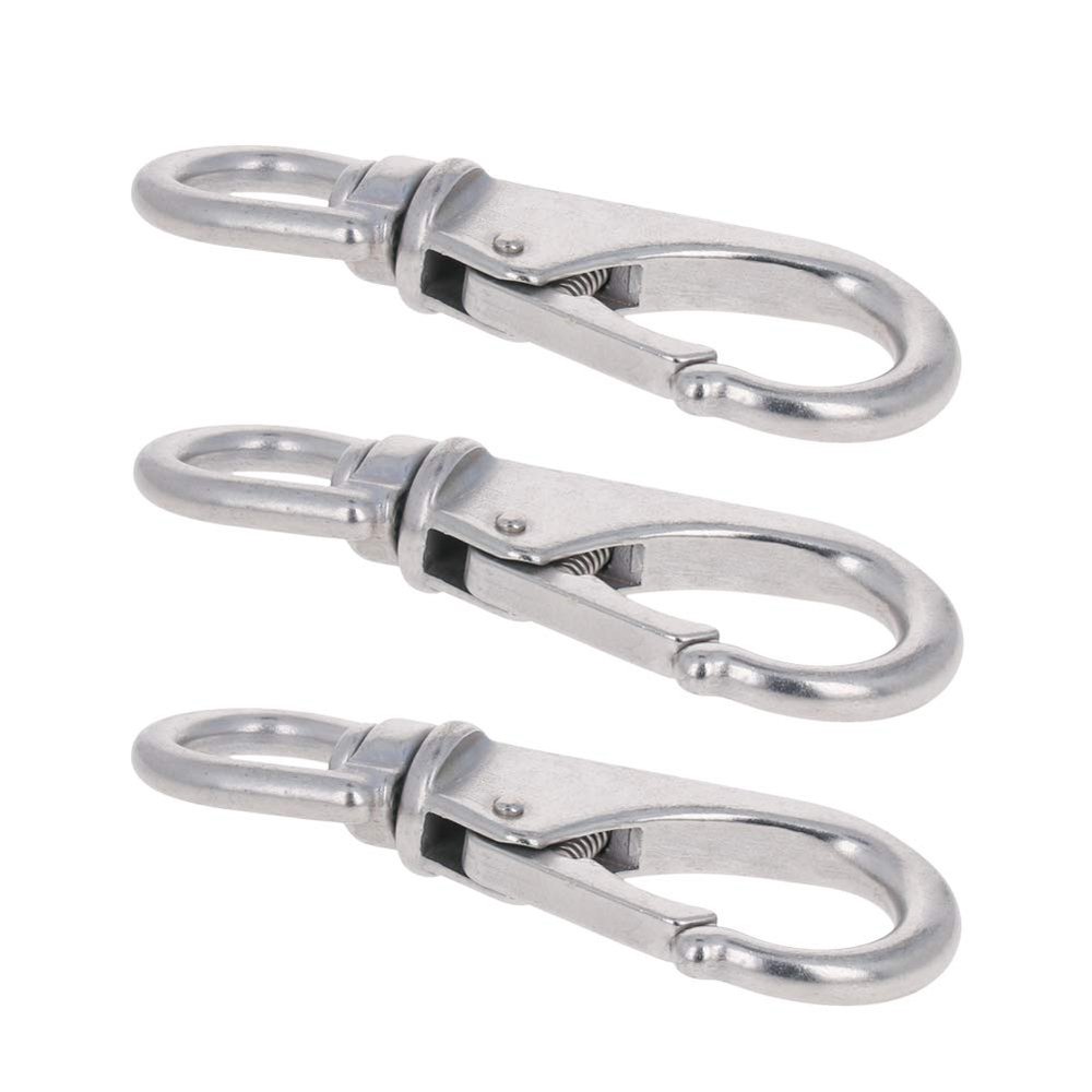 MroMax Eye Hook, 304 Stainless Steel 2# Carabiner Lock Boat Clip Hook 3.90" Length, 2pcs