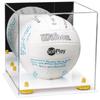 Better Display Cases Acrylic Volleyball Display Case with Mirror Case, Yellow Risers and White Base (B02/A027) view 1
