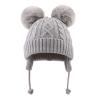 JANGANNSA Cute Knitted Boys Girls Christmas Beanie Warm Earflap Winter Hat Infant Toddler Baby Beanie 0-6Y (S, Grey Pompom) view 2