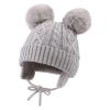 JANGANNSA Cute Knitted Boys Girls Christmas Beanie Warm Earflap Winter Hat Infant Toddler Baby Beanie 0-6Y (L, Grey Pompom) view 1