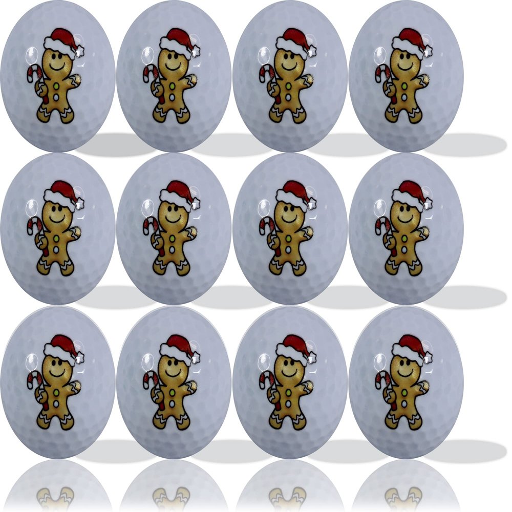 Gingerbread Imprint Novelty Golf Balls 12-Pack: Tee Off with Sweet Holiday Style and Fun!