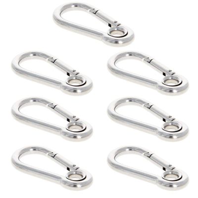 MroMax Carabiner Snap Hook, 2.76"/70mm 304 Stainless Steel Carabiner Spring Snap Link Hook Clip Keychain 7Pcs