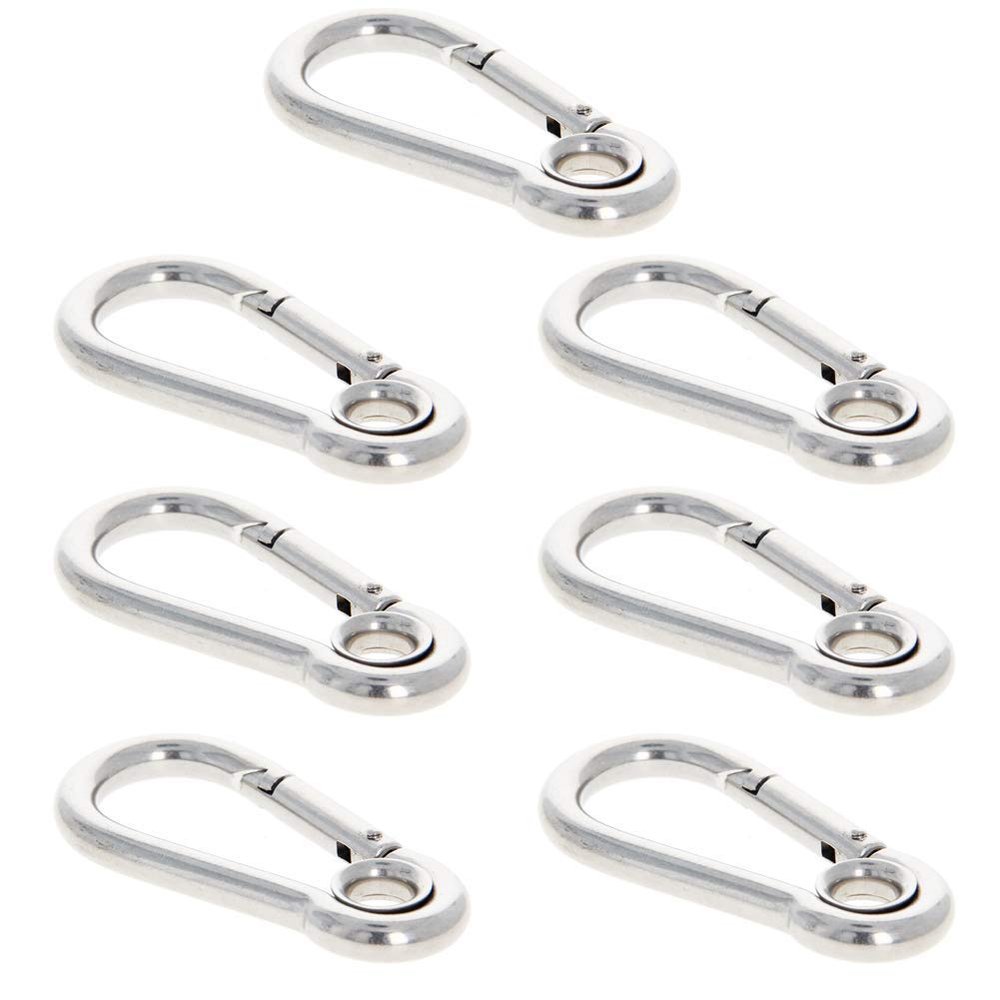 MroMax Carabiner Snap Hook, 2.76"/70mm 304 Stainless Steel Carabiner Spring Snap Link Hook Clip Keychain 7Pcs