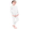 Aoylisey Girls' Full Body Long Sleeve Unitard One Piece Gymnastics Dance Bodysuits for Kids(White, S/4-6) view 1