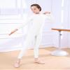 Aoylisey Girls' Full Body Long Sleeve Unitard One Piece Gymnastics Dance Bodysuits for Kids(White, S/4-6) view 2