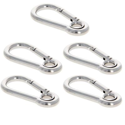 MroMax Carabiner Snap Hook, 2.76"/70mm 304 Stainless Steel Carabiner Spring Snap Link Hook Clip Keychain 5Pcs