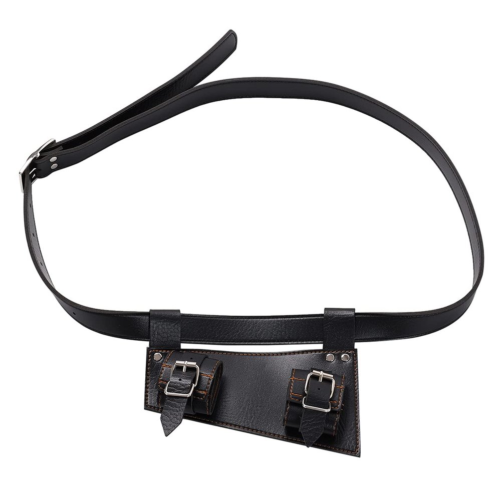 BLESSUME Medieval Two-Buckle Sword Frog Holster with Belt Rapier Scabbard Holder Belt 1pc (Black 1)