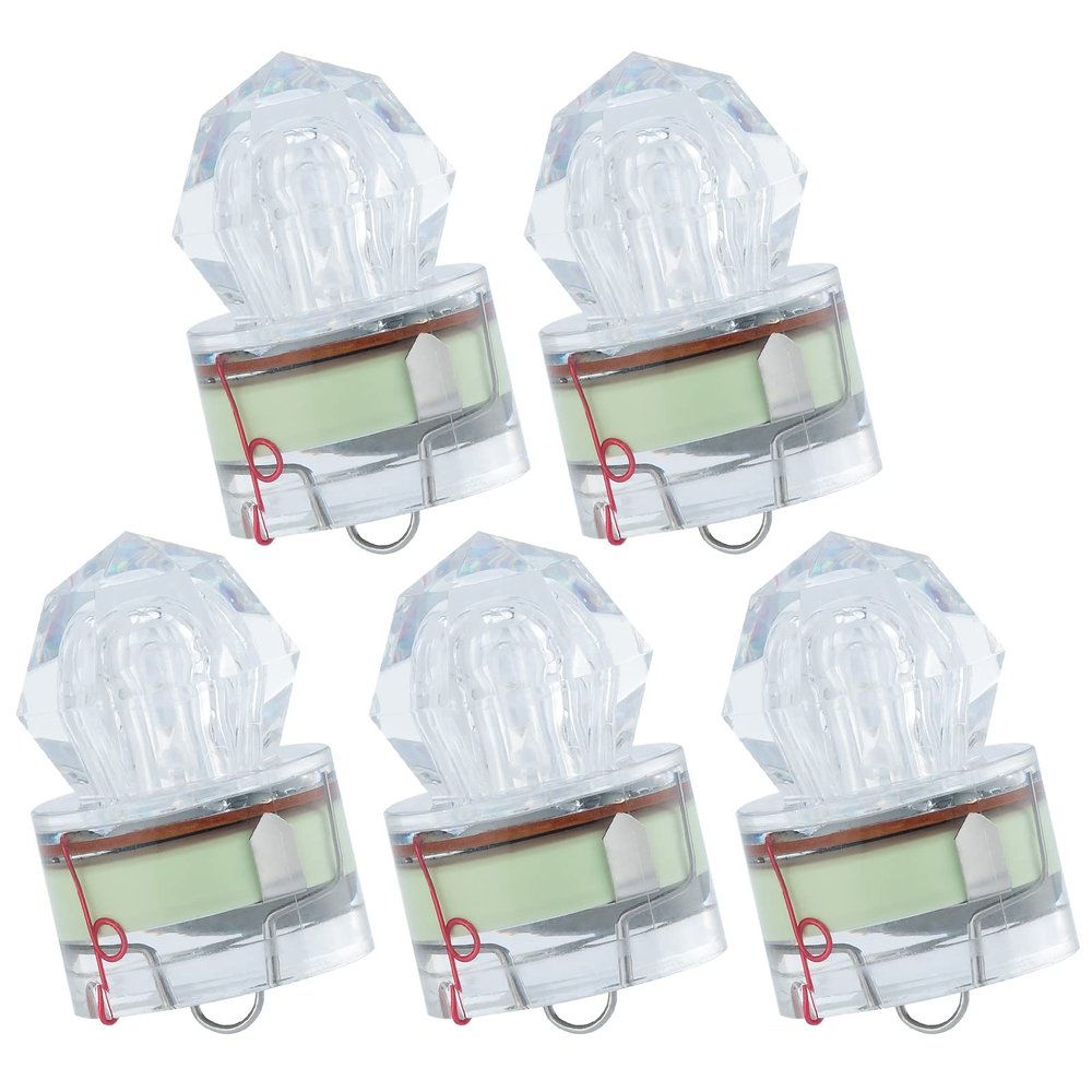 Dr.Fish 5 Pack LED Deep Drop Fishing Lights Diamond Lights Water Activate LED Lighted Lures Deep Drop Rig Fishing Flashers Hablibut Tuna Swordfish Green