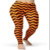 sissycos Women's Halloween Checkered Plaid Printed Leggings Buttery Soft Stretchy Pants (Small-Large, Orange Stripe) view 1