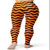 sissycos Women's Halloween Checkered Plaid Printed Leggings Buttery Soft Stretchy Pants (Small-Large, Orange Stripe) view 2