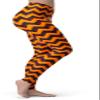 sissycos Women's Halloween Checkered Plaid Printed Leggings Buttery Soft Stretchy Pants (Small-Large, Orange Stripe) view 4