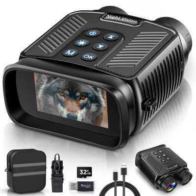 BNISE Night Vision Binoculars Goggles, Digital Infrared Binoculars with Night Vision 32GB Memory Card for Hunting Spy Camping Wildlife Adventure