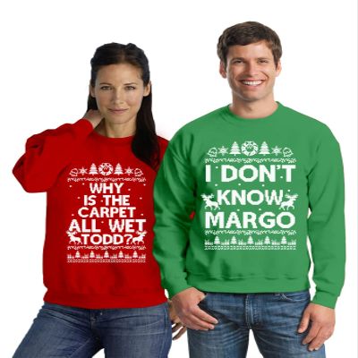 Pekatees Margo Todd Sweatshirts Todd Margo Sweaters Couples Christmas Sweater Green Men XXX-Large/Red Ladies XXX-Large