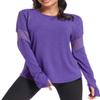 Muzniuer Womens Long Sleeve Workout Shirts-Plain Long Sleeve Tshirt for Women Yoga Sports T-Shirt Long Sleeve Breathable Shirts Activewear with Thumb Hole Purple S view 4
