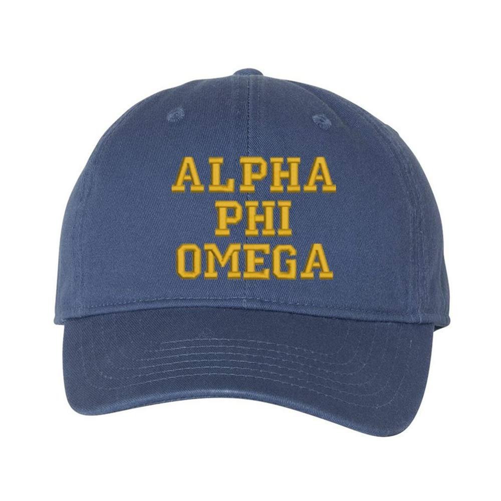 Alpha Phi Omega Pigment Dyed Baseball Cap Navy w/Light Gold Thread Color