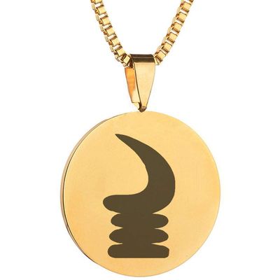Adinkra Symbols Gold Plated Akoben War Horn Vigilance and Wariness Stainless Steel Pendant Necklace
