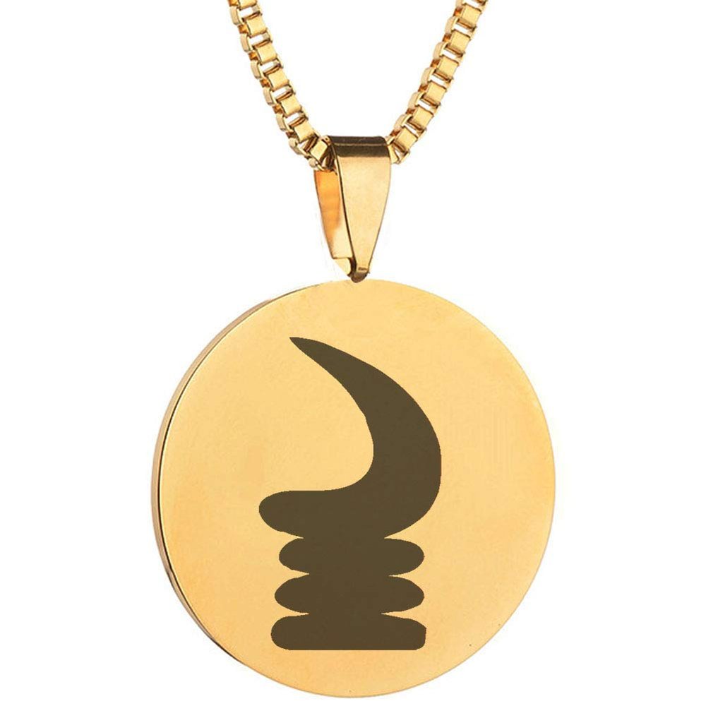 Adinkra Symbols Gold Plated Akoben War Horn Vigilance and Wariness Stainless Steel Pendant Necklace