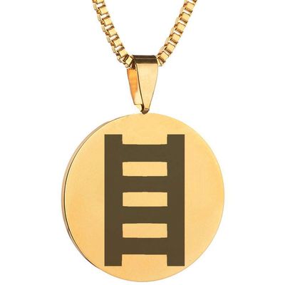 Adinkra Symbols Gold Plated Owuo Atwedee Ladder of Death Stainless Steel Pendant Necklace