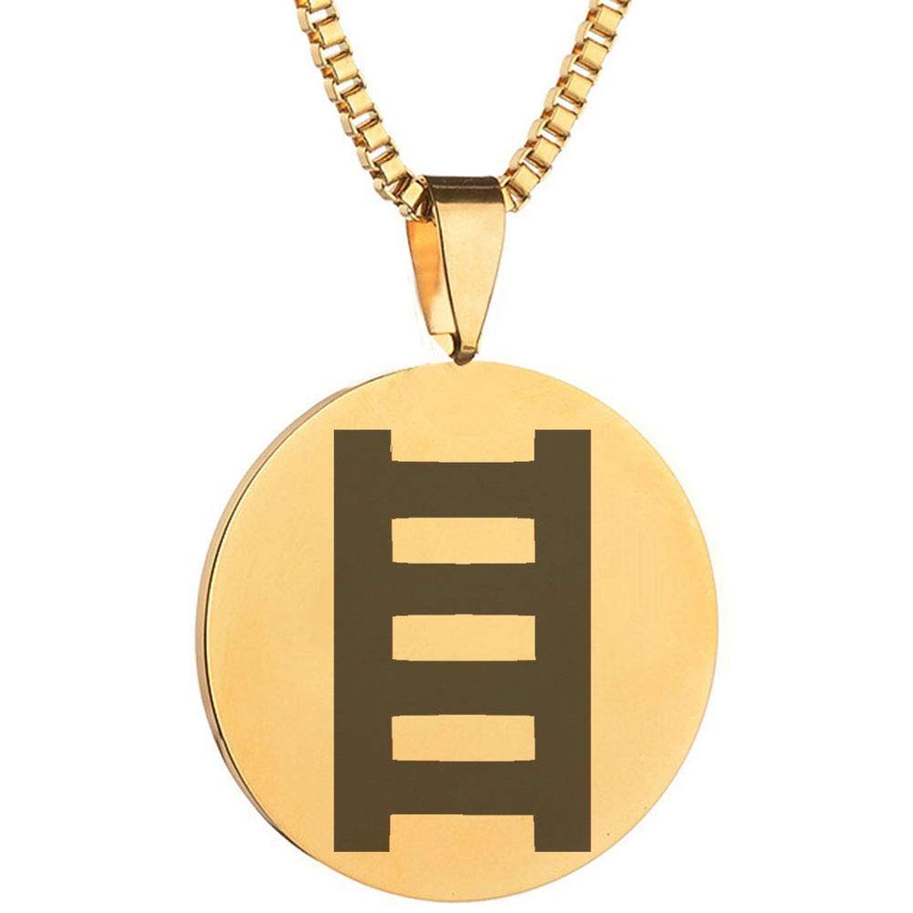Adinkra Symbols Gold Plated Owuo Atwedee Ladder of Death Stainless Steel Pendant Necklace
