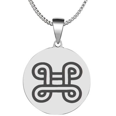 Adinkra Symbols Silver Plated Mpatapo Stainless Steel Reconciliation and Pacification Pendant Necklace