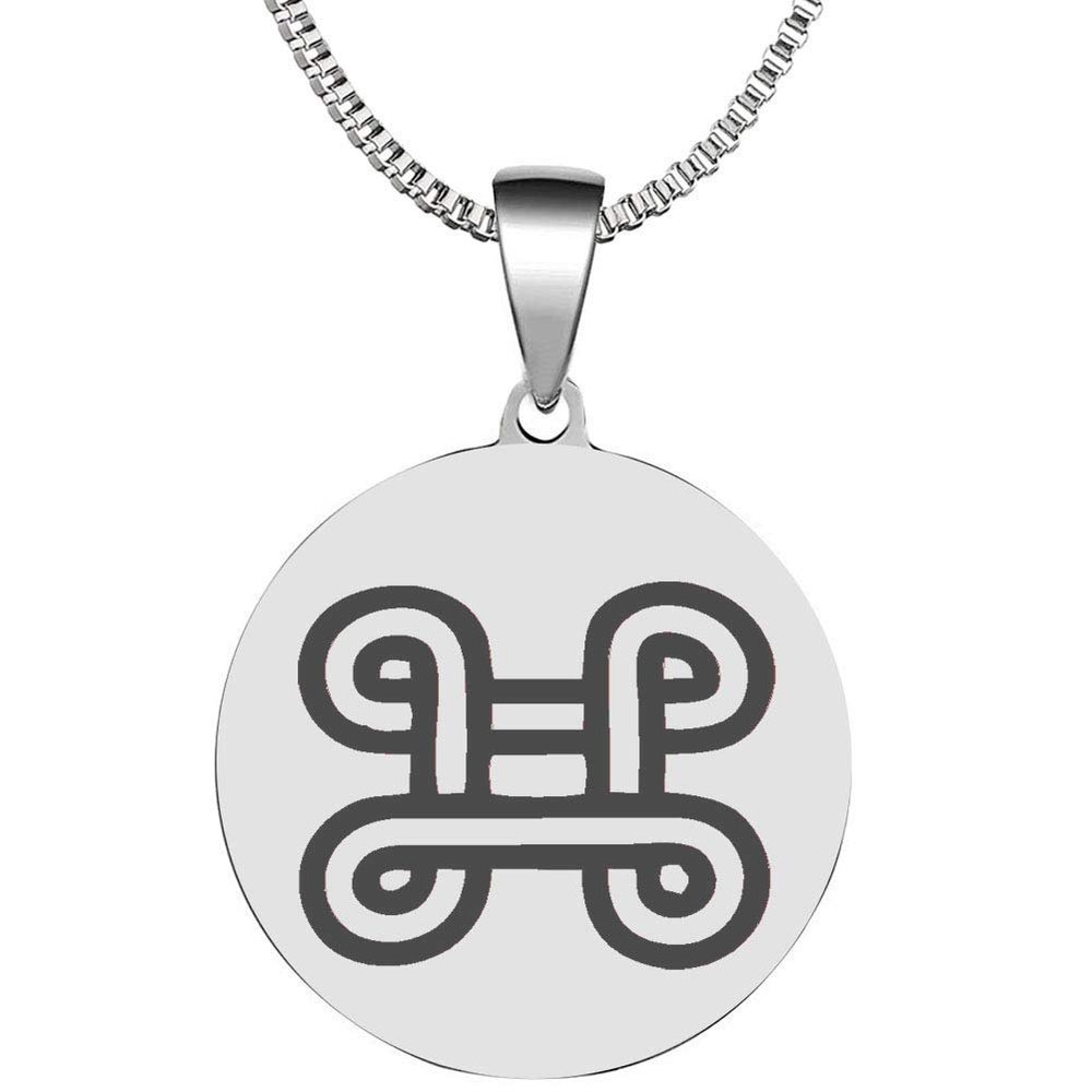 Adinkra Symbols Silver Plated Mpatapo Stainless Steel Reconciliation and Pacification Pendant Necklace