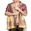 Achillea Soft Silky Reversible Paisley Pashmina Shawl Wrap Scarf w/Fringes (Border Orchid) view 3