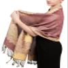 Achillea Soft Silky Reversible Paisley Pashmina Shawl Wrap Scarf w/Fringes (Border Orchid) view 4