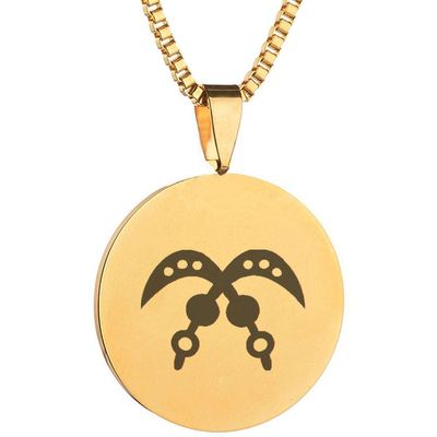 Adinkra Symbols Gold Plated Akofena Valor and Bravery Stainless Steel Pendant Necklace