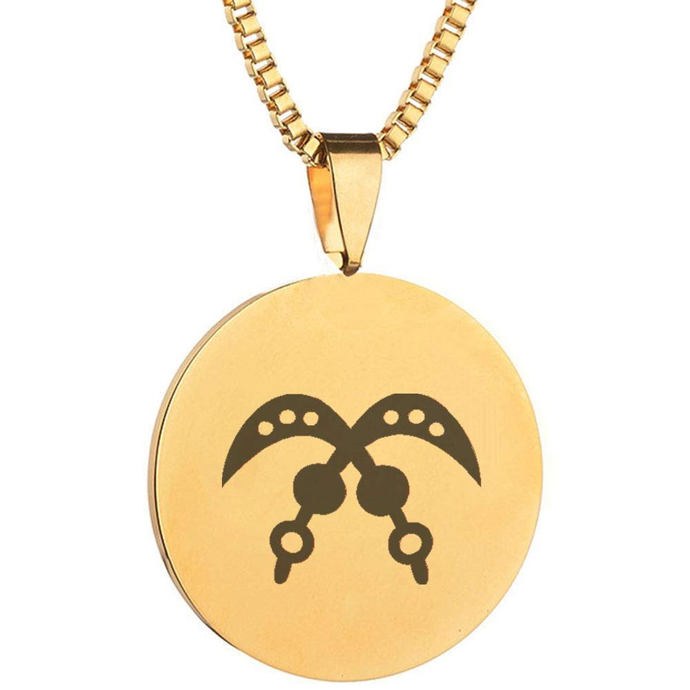 Adinkra Symbols Gold Plated Akofena Valor and Bravery Stainless Steel Pendant Necklace