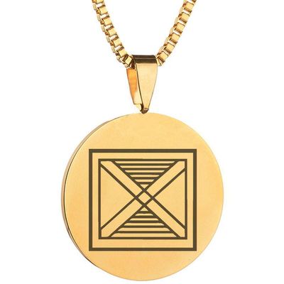 Adinkra Symbols Gold Plated Mframadan Stainless Steel Face Difficulties Pendant Necklace