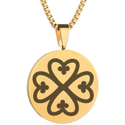 Adinkra Symbols Gold Plated Nyame Dua God Protection Stainless Steel Pendant Necklace