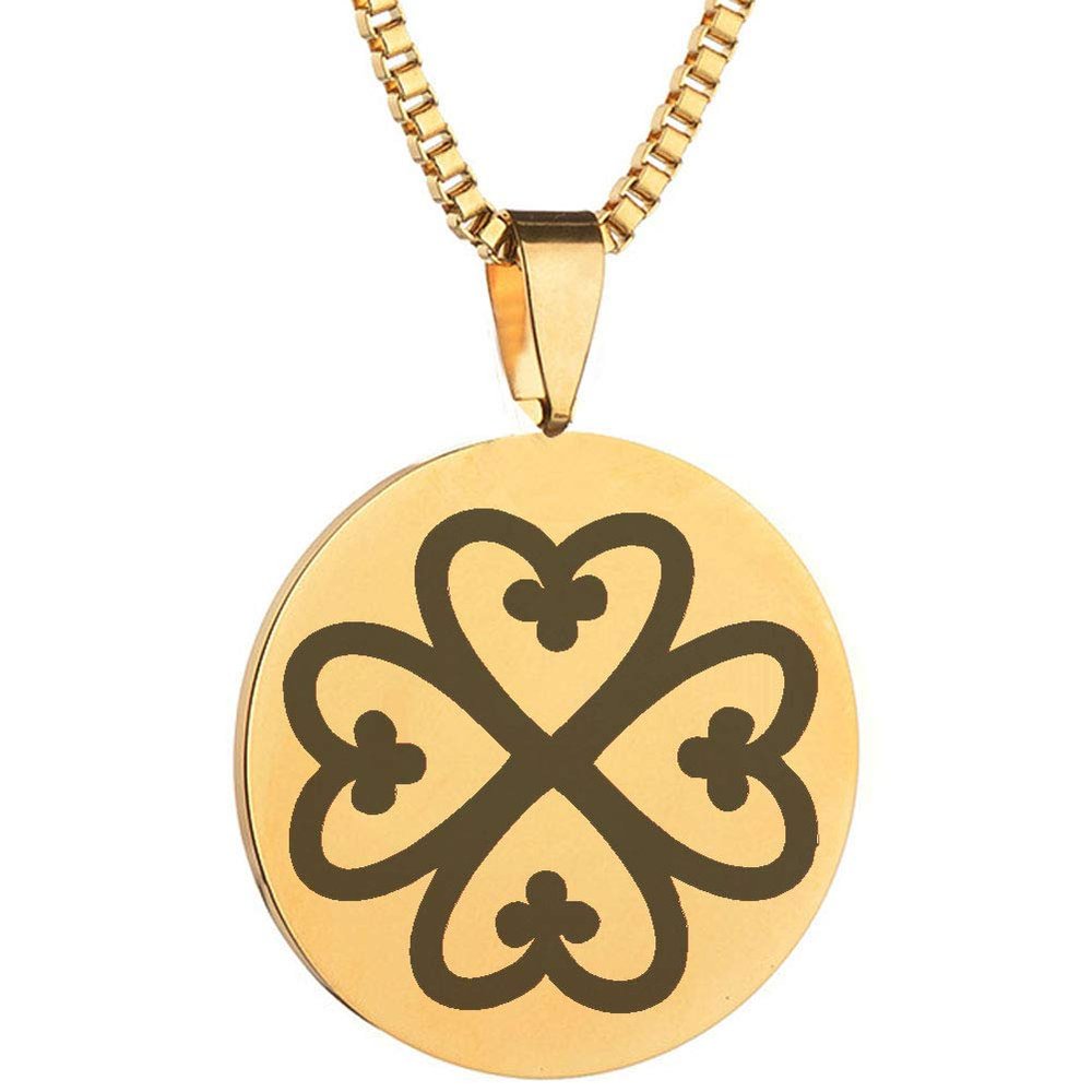 Adinkra Symbols Gold Plated Nyame Dua God Protection Stainless Steel Pendant Necklace