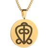 Adinkra Symbols Gold Plated Odo Nnyew Fie Kwan Love and Faithfulness Stainless Steel Pendant Necklace view 1