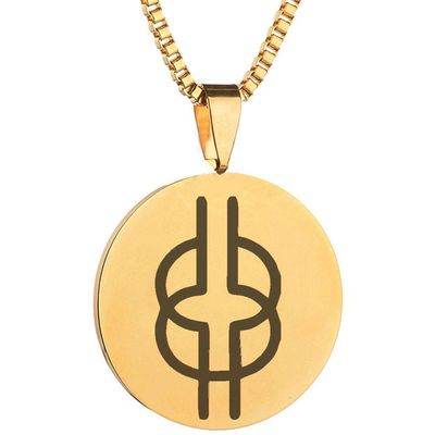 Adinkra Symbols Gold Plated Nyansapo Wisdom and Patience Stainless Steel Pendant Necklace