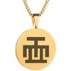 Adinkra Symbols Gold Plated Hew Mu Dua Stainless Steel Examination and Quality Control Pendant Necklace view 1