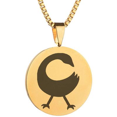 Adinkra Symbols Gold Plated Sankofa Learn from The Past Stainless Steel Pendant Necklace