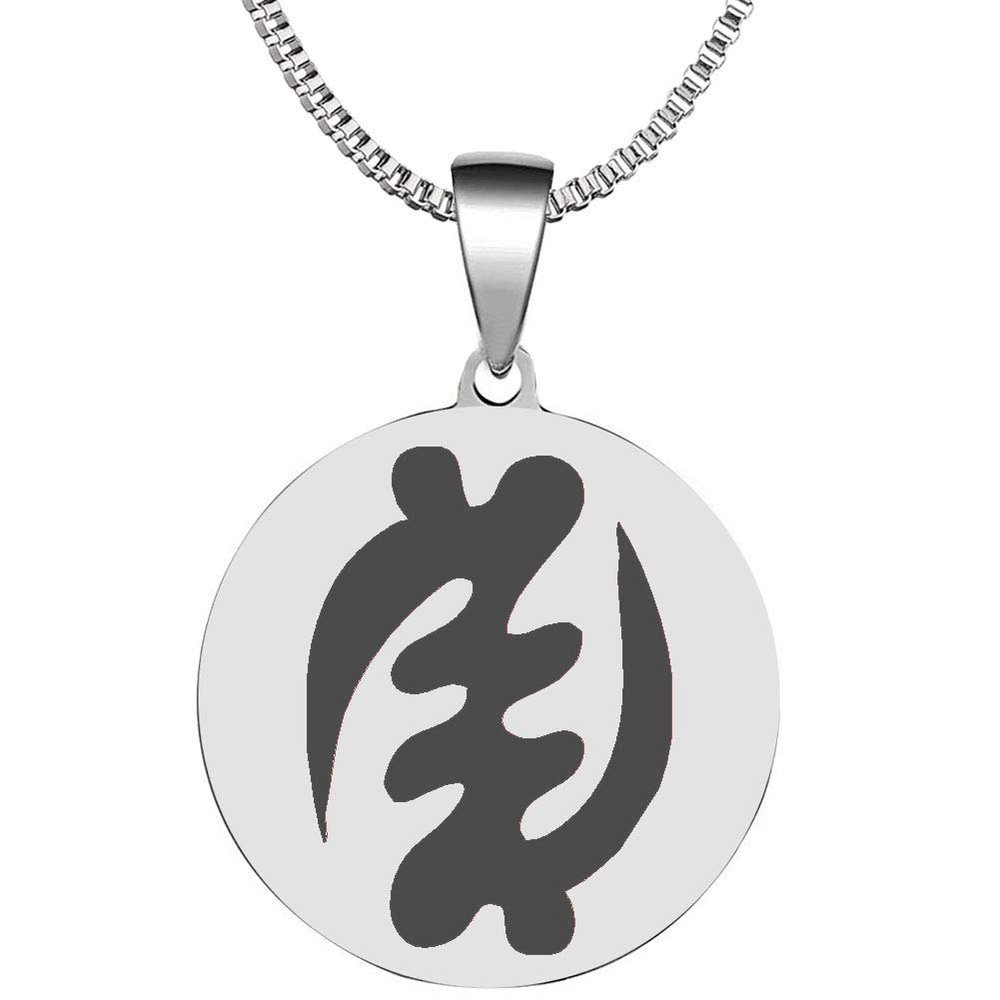 Adinkra Symbols Silver Plated Gye Nyame Stainless Steel Supremacy of God Pendant Necklace