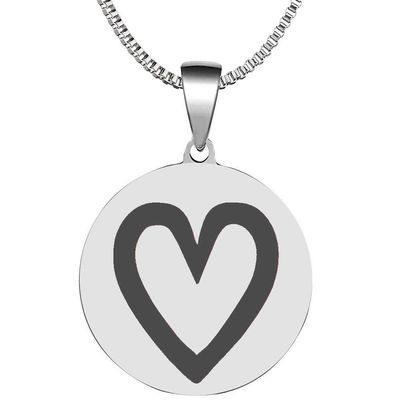 Adinkra Symbols Silver Plated Akoma The Heart Stainless Steel Endurance and Love Pendant Necklace