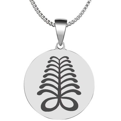 Adinkra Symbols Silver Plated Aya Stainless Steel Endurance and Resourcefulness Pendant Necklace