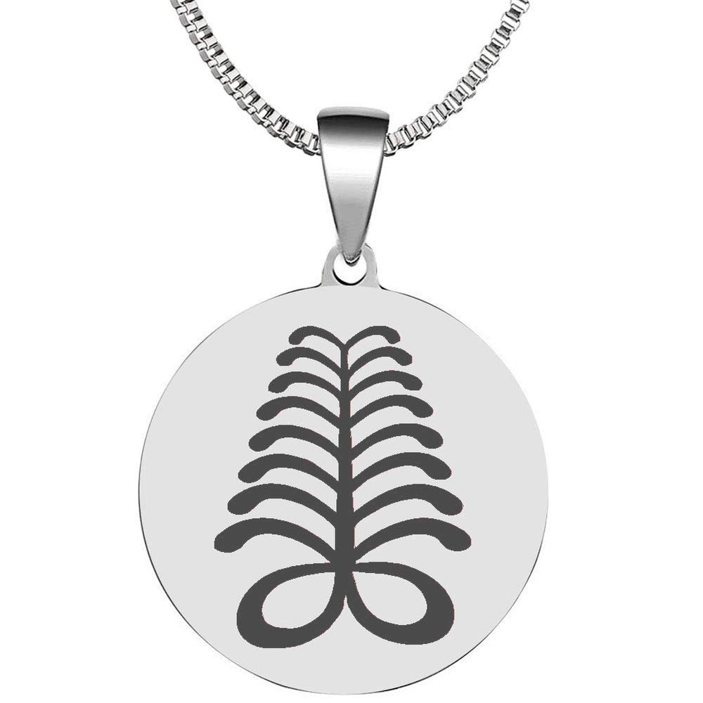 Adinkra Symbols Silver Plated Aya Stainless Steel Endurance and Resourcefulness Pendant Necklace