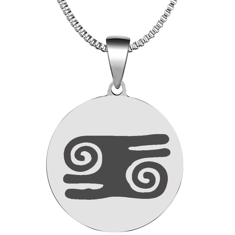 Adinkra Symbols Silver Plated Kwatakye Atiko Valor and Leadership Stainless Steel Pendant Necklace